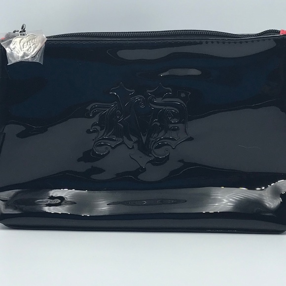 NWOT KVD Vegan Black Patent Make Up Bag With Logo - Picture 2 of 8